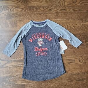 NWT Alta Gracia  Wisconsin Badgers Raglan Tee Sz.S